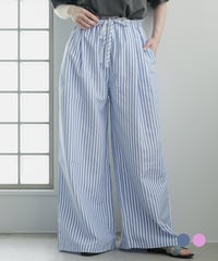 ウェストレースストライプワイドパンツ