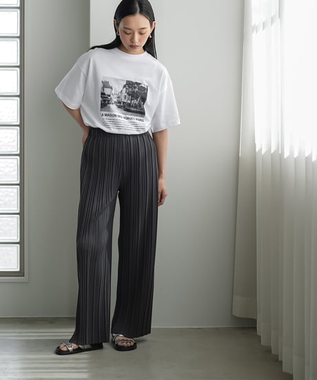 半袖シティスケープフォトプリントTシャツ