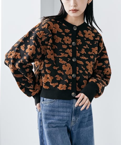 モール花柄ショートカーデ