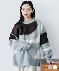マルチカラー圧縮ニットプルオーバー