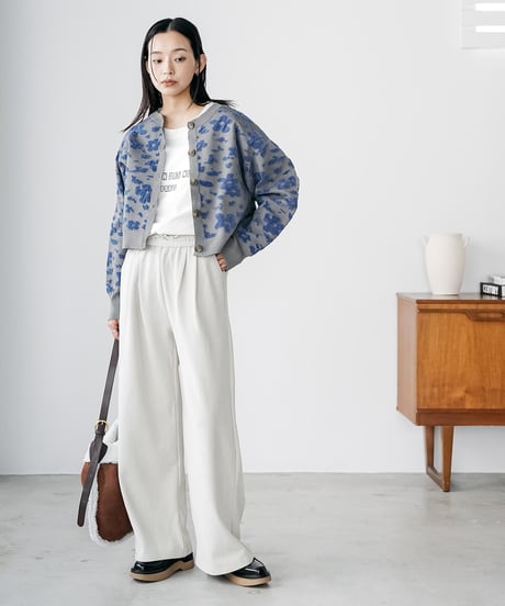 モール花柄ショートカーデ