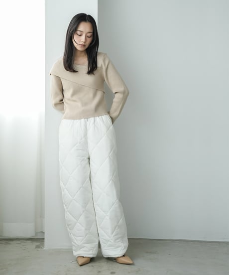ダイヤキルト裾ドロスト中綿パンツ