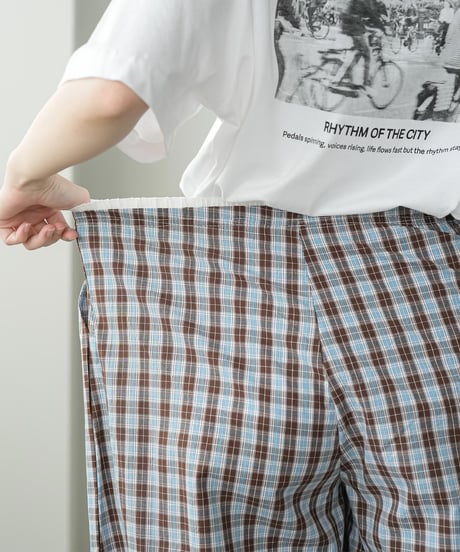 チェックカーブワイドパンツ