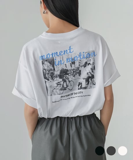 半袖バックプリントフォトTシャツ