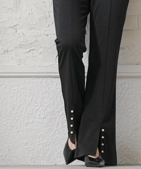 裾パールスリットパンツ