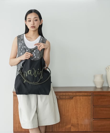 3WAYロゴ刺繍ロープトートバッグ