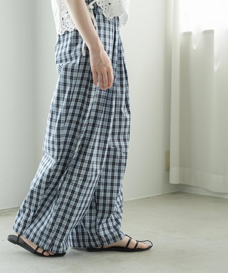 チェックカーブワイドパンツ