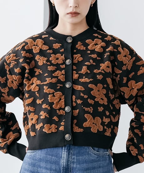 モール花柄ショートカーデ