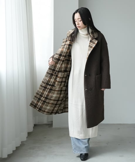 リバーシブルチェックボアコート
