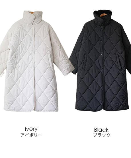 中綿ダイヤキルトファー付き2WAYカラーロングコート