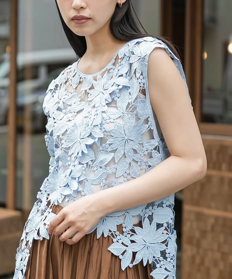 アシンメトリーレースベスト