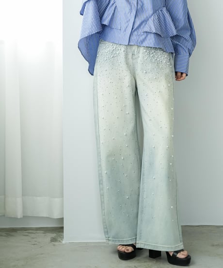 パール付きデニムパンツ