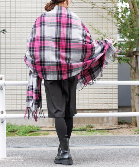 チェック柄大判ストール