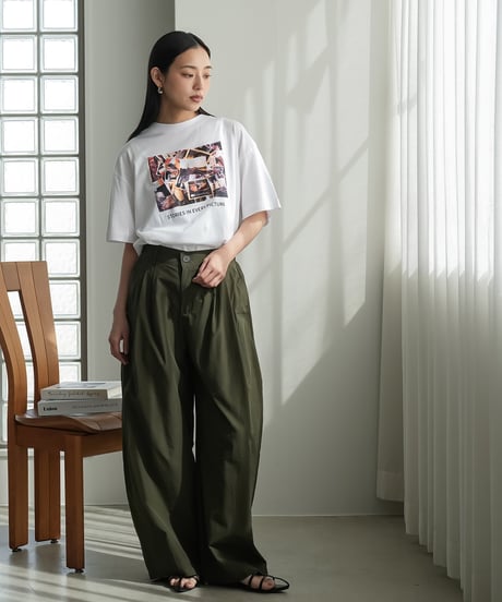 半袖カラーフォトプリントTシャツ