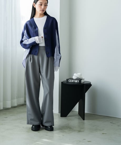 ポリレーヨンクロスツータックストレートパンツ