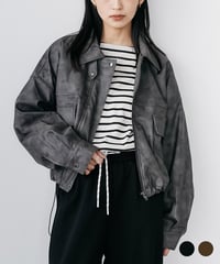 2WAYカラーフェイクレザーショートブルゾン