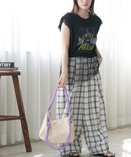 チュールレイヤードプリントT