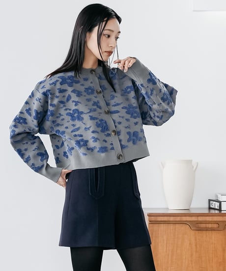 モール花柄ショートカーデ