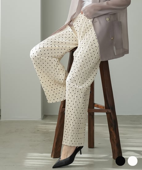 ドットセルフカットプリーツパンツ