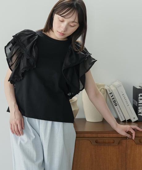 ラッフルスリーブTシャツ