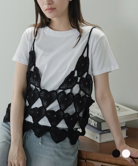 ハートクロシェキャミ+Tシャツセット