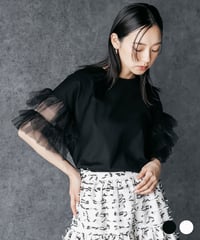 チュールフリル袖Tシャツ