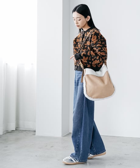 モール花柄ショートカーデ