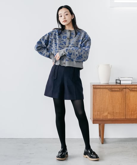 モール花柄ショートカーデ