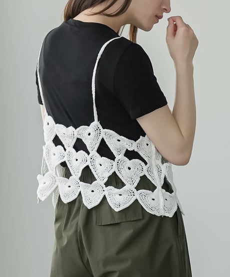 ハートクロシェキャミ+Tシャツセット