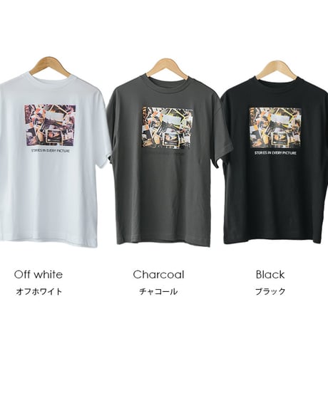 半袖カラーフォトプリントTシャツ