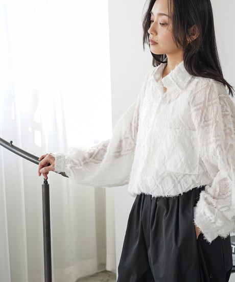 オーバーサイズシアーフリンジブラウス