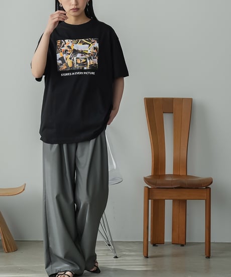 半袖カラーフォトプリントTシャツ
