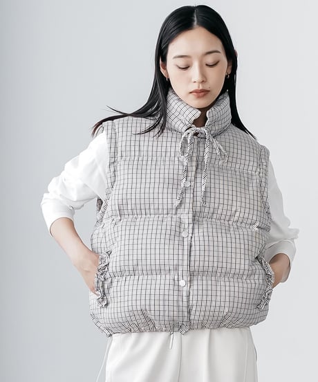 袖取り外しチェック中綿ブルゾン