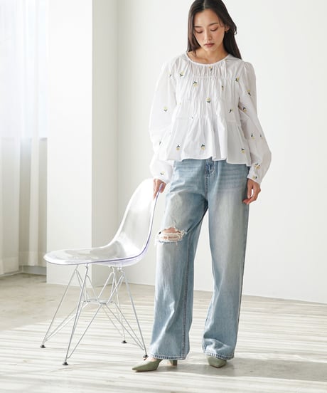 刺繍ティアードブラウス