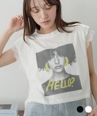 チュールレイヤードプリントT