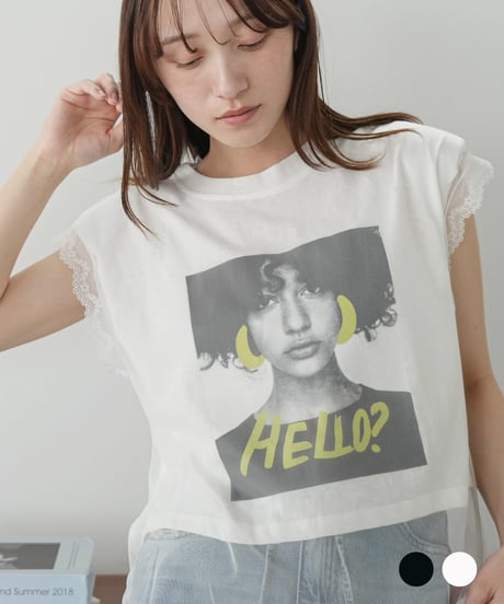 チュールレイヤードプリントT
