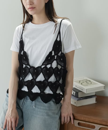 ハートクロシェキャミ+Tシャツセット