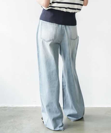 ダメージセミワイドデニムパンツ