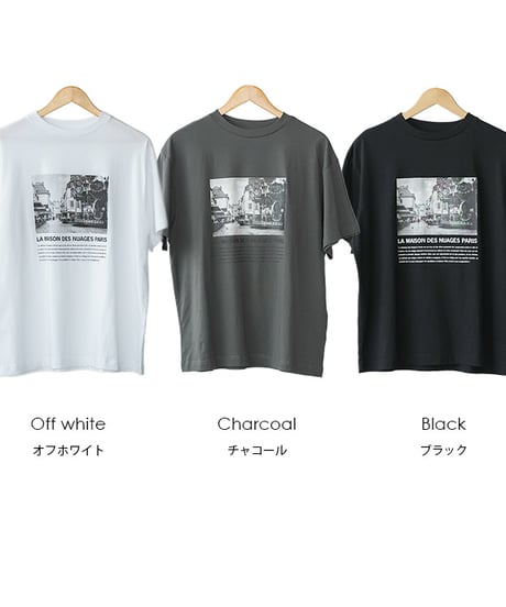 半袖シティスケープフォトプリントTシャツ