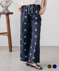 ネイティブ刺繍イージーワイドパンツ