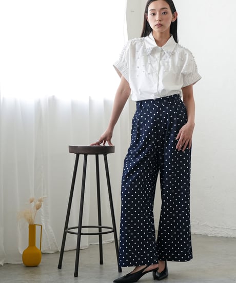 ウェストタックドットワイドパンツ