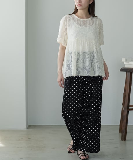 花柄シアーフリンジプルオーバー