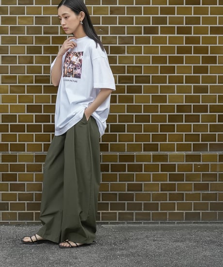 半袖カラーフォトプリントTシャツ