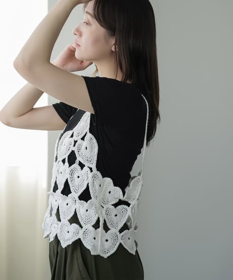 ハートクロシェキャミ+Tシャツセット