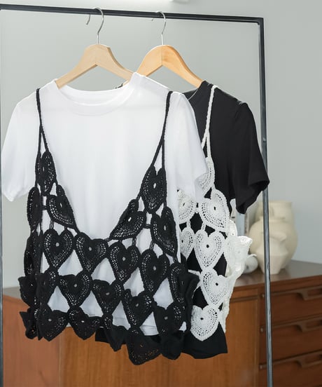 ハートクロシェキャミ+Tシャツセット
