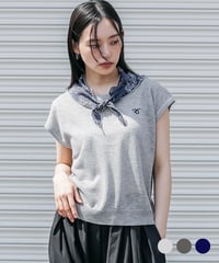 バンダナスカーフ付き半袖ニットトップス