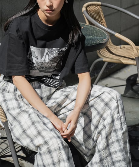 半袖シティスケープフォトプリントTシャツ