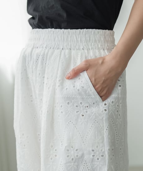 コットンレースイージーパンツ