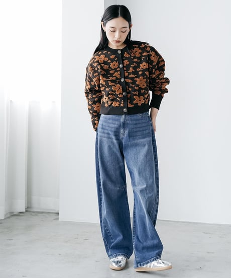 モール花柄ショートカーデ