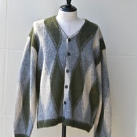 "TOWNCRAFT"OLIVE ARGYLE PATTERN SHAGGY CARDIGAN